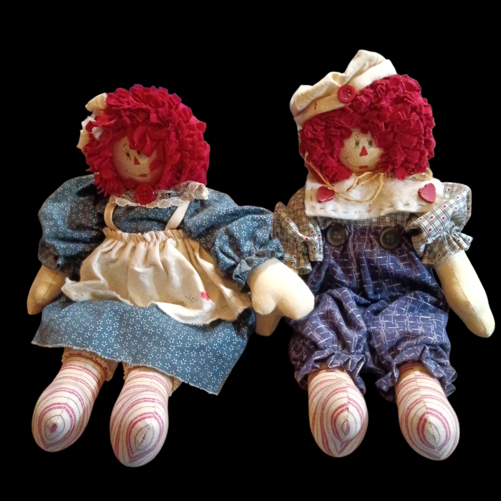 Vintage 1997 Raggedy Ann/Andy Signed Sandra Wolf Mueller 13"T